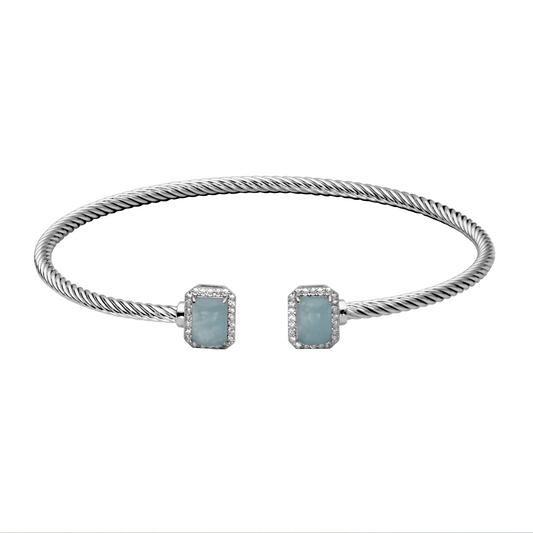 Sterling silver bracelet with aquamarine gemstones.
