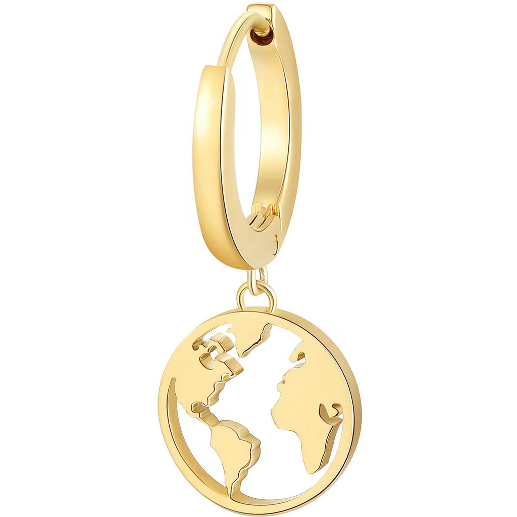 Gold-plated globe design drop earrings.