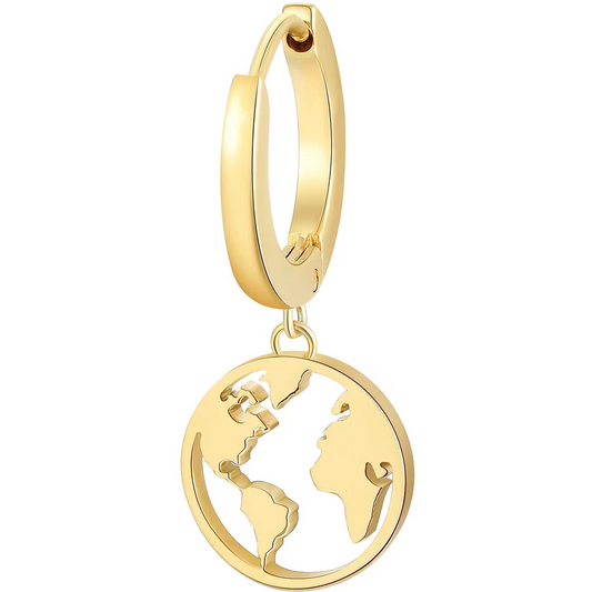 Gold-plated globe design drop earrings.
