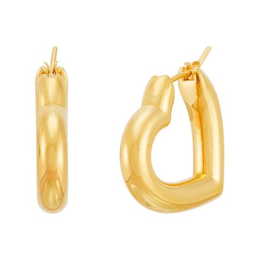 14K yellow gold medium hoop earrings.