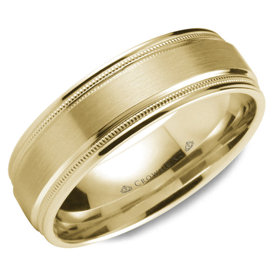 14K yellow gold band with carved details.