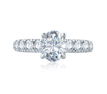 14K white gold ring with round diamonds.