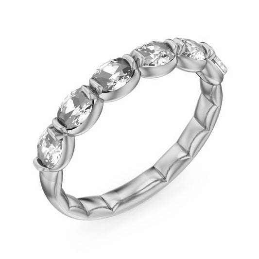 Yellow gold band with round diamonds.