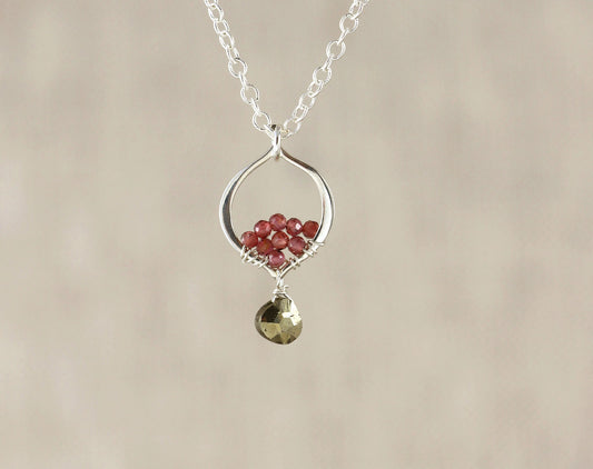 Sterling silver necklace with pyrite drop.