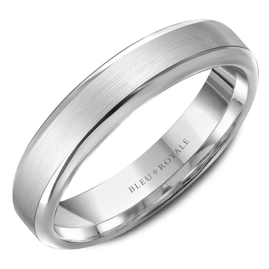 14K white gold band, polished satin finish.