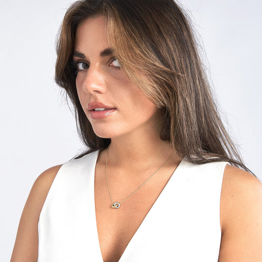 14K white yellow gold cable link necklace.