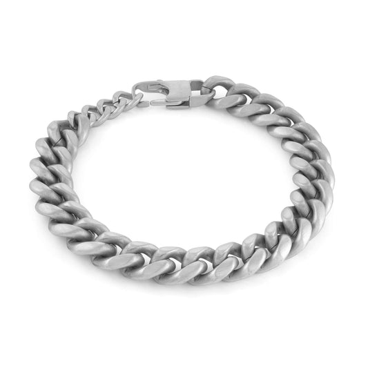 Cuban Link Bracelet (No Stones) in Stainless Steel White