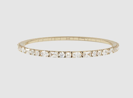 Sterling silver bracelet with simulated diamonds.