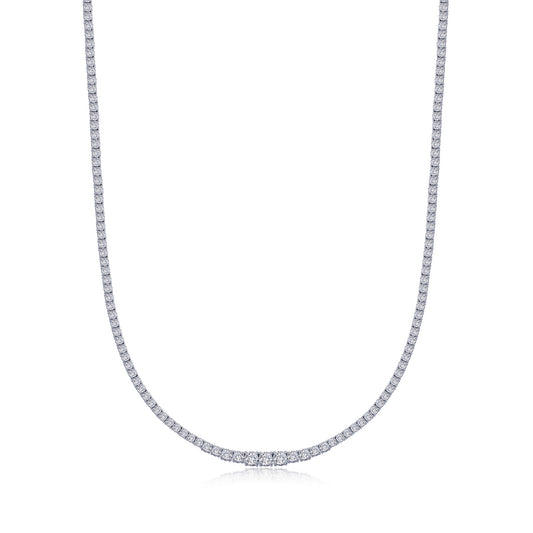 Tennis Simulated Diamond Necklace in Platinum Bonded Sterling Silver 15.00ctw