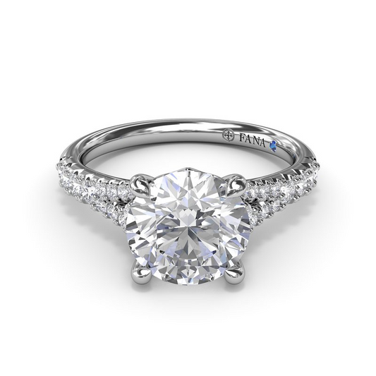 Hidden Accent Natural Diamond Semi-Mount Engagement Ring in 14 Karat White Round Diamond, totaling 0.43ctw