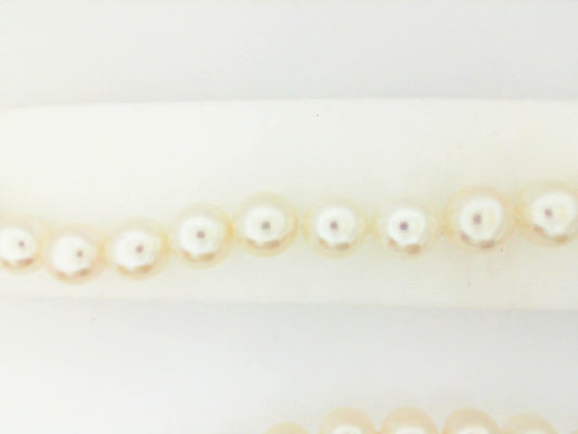 ReMARKable Designs Pearl Strand Color Gemstone Necklace in 14 Karat White Gold with 58 Freshwater Pearls 7mm-8mm