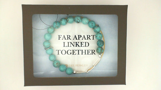 Stretch Color Gemstone Bracelet in Gold Filled Yellow with 18 Round Blue Howlites