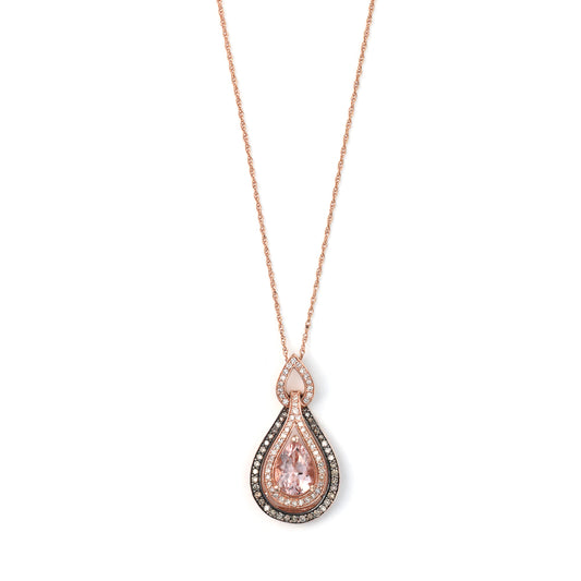 ReMarkable Estate Pendant Color Gemstone Necklace in 10 Karat Rose Gold with 1 Pear Morganite 0.59ctw