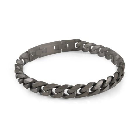 Dark grey stainless steel men's bracelet.