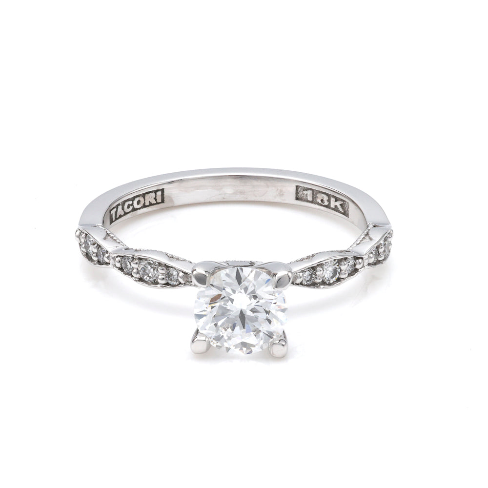 18K white gold diamond engagement ring.