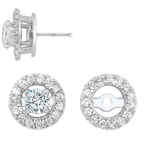 Diamond Jackets Natural Diamond Earrings in 14 Karat White with 0.16ctw Round Diamonds
