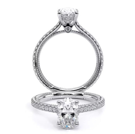 VERRAGIO Hidden Accent Side Stone Natural Diamond Semi-Mount Engagement Ring in 14 Karat White Gold with 0.41ctw Round Diamonds