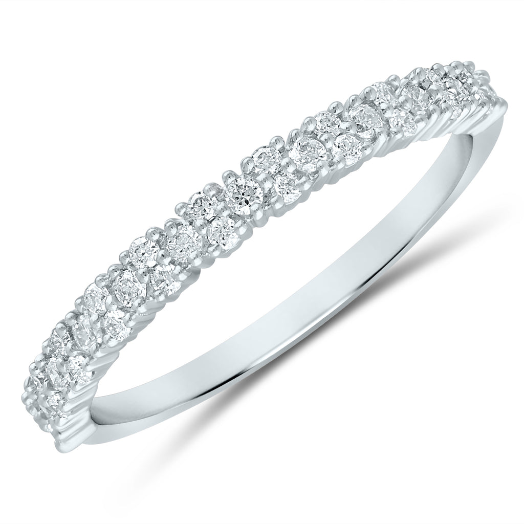 Earth Mined Diamond Stackable Ladies Wedding Band in 14 Karat White with 0.25ctw Round Diamond