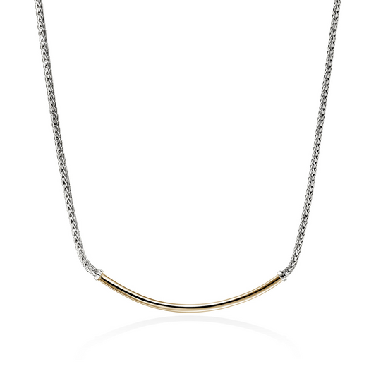 Bar Necklace (No Stones) in Sterling Silver - 14 Karat White - Yellow