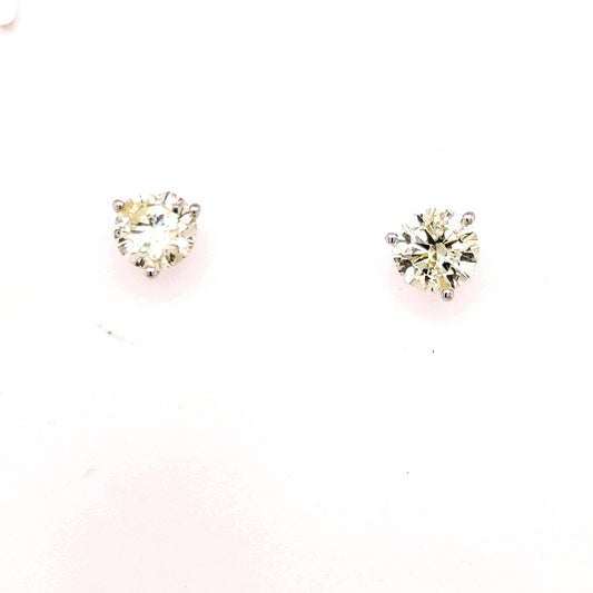 Natural Diamond Studs in 14 Karat White with 2.85ctw K/L I1-I2 Round Diamonds