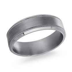 Tantalum grey carved band, polished satin finish.