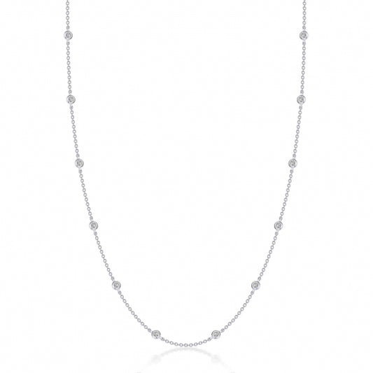 Station Simulated Diamond Necklace in Platinum Bonded Sterling Silver 0.49ctw