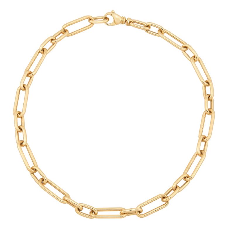 14K yellow gold paperclip necklace.