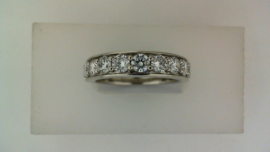 Lab-grown diamond band, white gold, round stones.