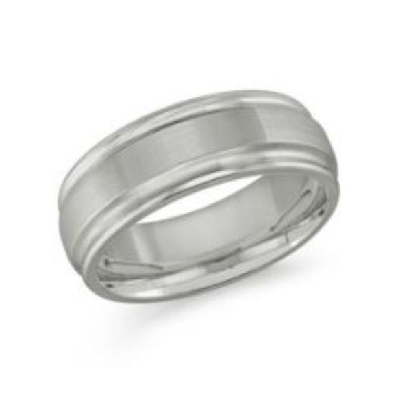Tungsten carbide grey carved band ring.