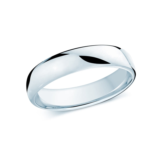 14K white gold carved band, polished finish.