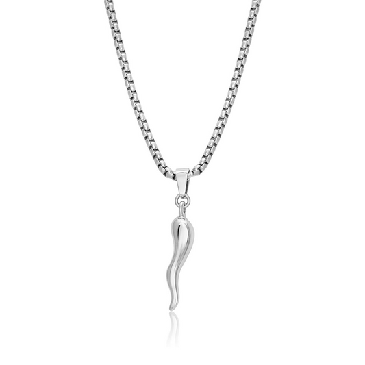 Pendant Necklace (No Stones) in Stainless Steel White