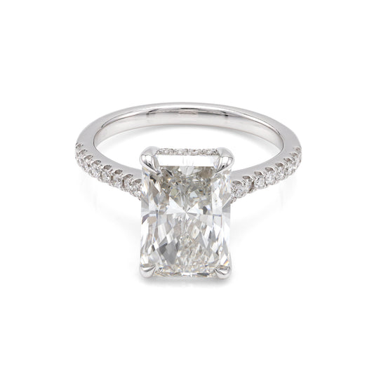 ReMARKable Designs Hidden Accent Side Stone Complete Engagement Ring in 14 Karat White with 4.09ctw of Round Lab-Grown Diamonds, Clarity: VS1, Color: G