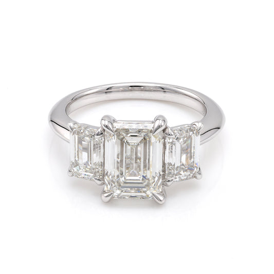 ReMARKable Designs Three Stone Complete Engagement Ring in 14 Karat White Gold with 3.01ctw of Round Lab-Grown Diamonds, Clarity: VS2, Color: F