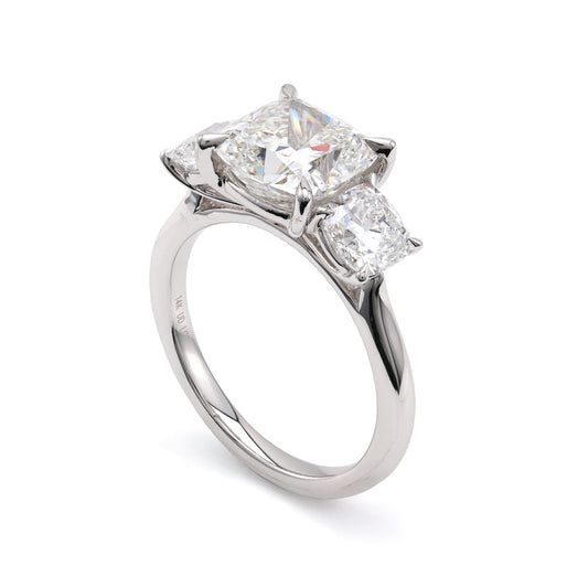 ReMARKable Designs Three Stone Complete Engagement Ring in 14 Karat White Gold with 3.01ctw of Round Lab-Grown Diamonds, Clarity: VS1, Color: F