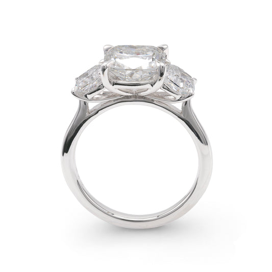 ReMARKable Designs Side Stone Hidden Accent Complete Engagement Ring in 18 Karat White Gold with 3.35ctw of Round Lab-Grown Diamonds, Clarity: VVS2, Color: F