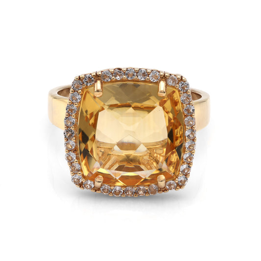 ReMARKable Designs Cushion Citrine Ring in Sterling Silver Yellow