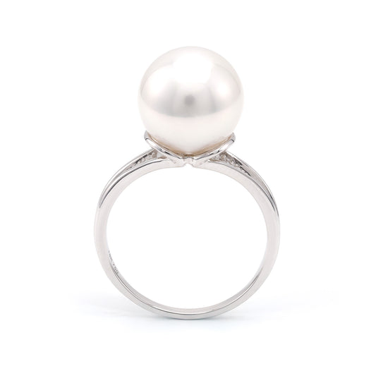 ReMARKable Designs Color Gemstone Ring with South Sea Pearl in 18 Karat White Gold with 1 Pearl 10mm-10mm