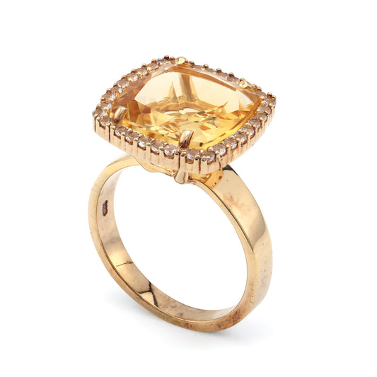 ReMARKable Designs Cushion Citrine Ring in Sterling Silver Yellow