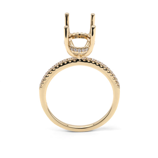 ReMARKable Designs Side Stone Hidden Accent Natural Diamond Semi-Mount Engagement Ring in 14 Karat Yellow Gold with 44 Round Diamonds, 0.20ctw