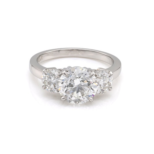 Marks Jewelers 3-Stone Natural Diamond Complete Engagement Ring in Platinum White with 2.01ctw Round Diamonds, Clarity: SI1, Color: H