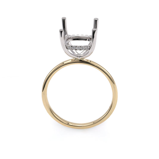 Venetti Solitaire Hidden Accent Natural Diamond Semi-Mount Engagement Ring in 14 Karat White - Yellow Gold with 20 Round Diamonds 0.09ctw