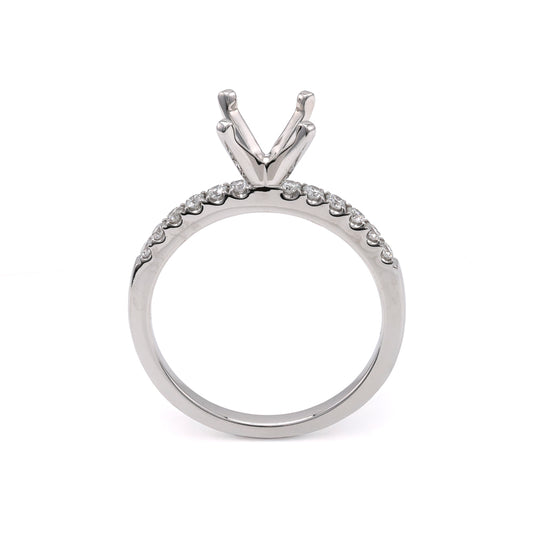 ReMARKable Designs Side Stone Natural Diamond Semi-Mount Engagement Ring in 14 Karat White Gold with 12 Round Diamonds, Clarity: SI2, Color: G/H, totaling 0.21ctw
