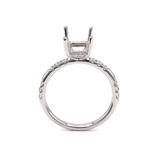 ReMARKable Designs Hidden Accent Natural Diamond Semi-Mount Engagement Ring in 14 Karat White with 30 Round Diamonds, totaling 0.30ctw
