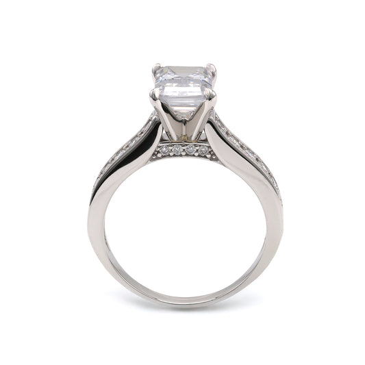 ReMARKable Designs Side Stone Natural Diamond Semi-Mount Engagement Ring in Platinum White with 22 Round Diamonds, Color: D/E, Clarity: SI1, totaling 0.50ctw