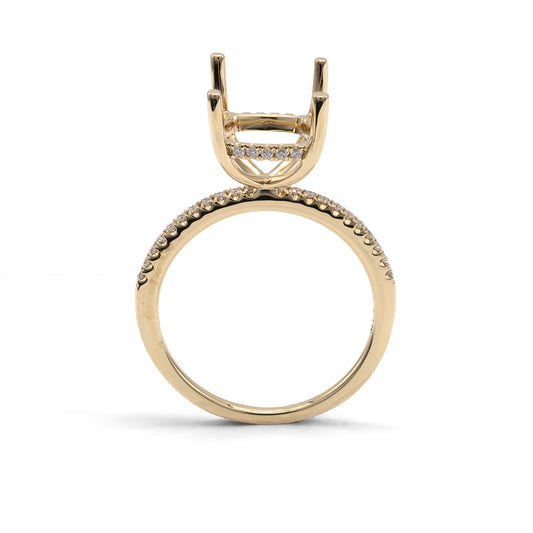 ReMARKABLE Designs Hidden Accent Natural Diamond Semi-Mount Engagement Ring in 14 Karat Yellow Gold with 42 Round Diamonds 0.19ctw