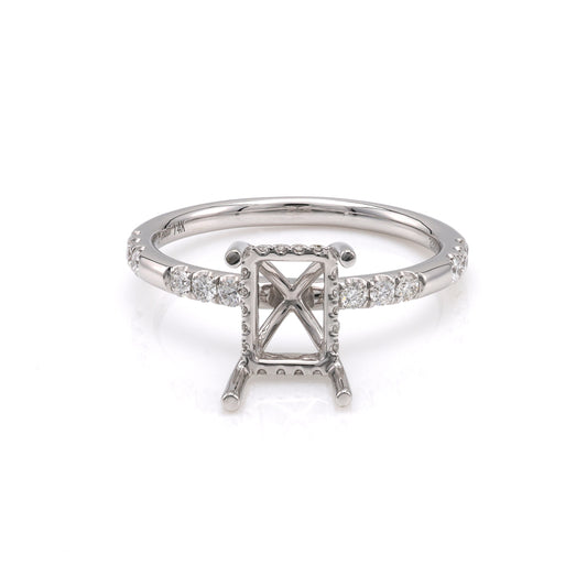 ReMARKable Designs Hidden Accent Natural Diamond Semi-Mount Engagement Ring in 14 Karat White with 30 Round Diamonds, totaling 0.30ctw