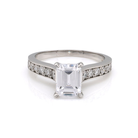 ReMARKable Designs Side Stone Natural Diamond Semi-Mount Engagement Ring in Platinum White with 22 Round Diamonds, Color: D/E, Clarity: SI1, totaling 0.50ctw