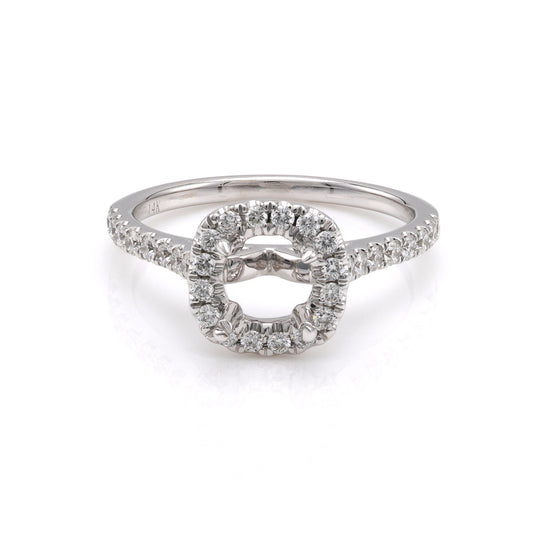 Halo Mined Diamond Engagement Ring in 14 Karat White with 0.44ctw G/H SI1 Round Diamonds