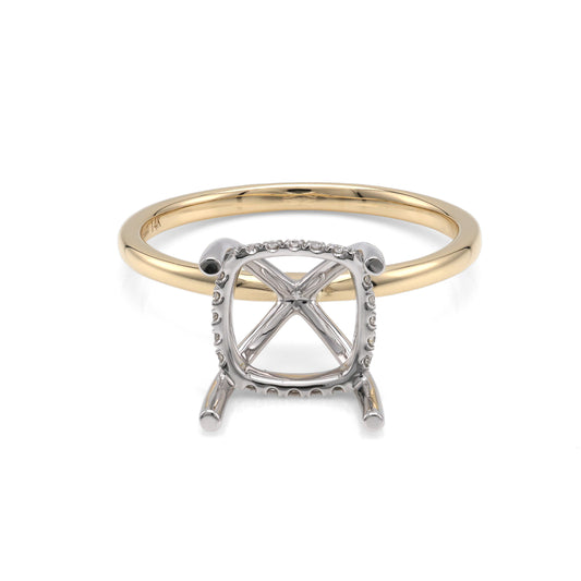 Venetti Solitaire Hidden Accent Natural Diamond Semi-Mount Engagement Ring in 14 Karat White - Yellow Gold with 20 Round Diamonds 0.09ctw