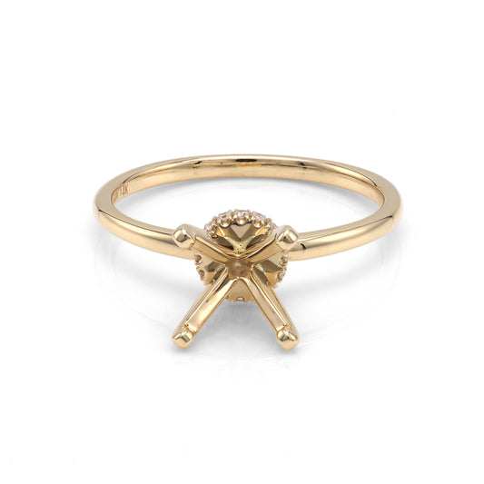 ReMARKable Designs Hidden Accent Natural Diamond Semi-Mount Engagement Ring in 14 Karat Yellow Gold with 16 Round Diamonds, Clarity: SI1, Color: G/H, totaling 0.07ctw